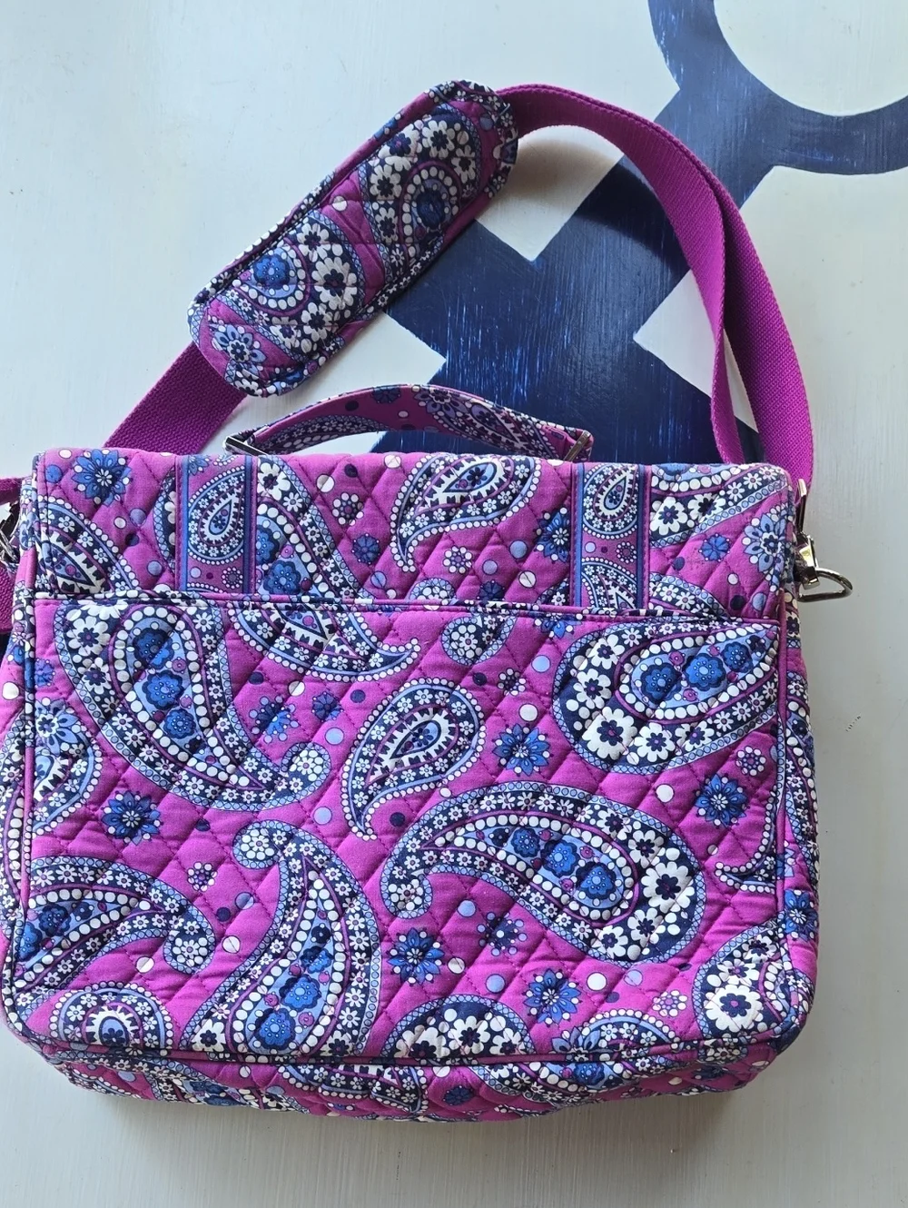 Vera Bradley Boysenberry Paisley Print Pink And Blue Quilted Laptop Bag